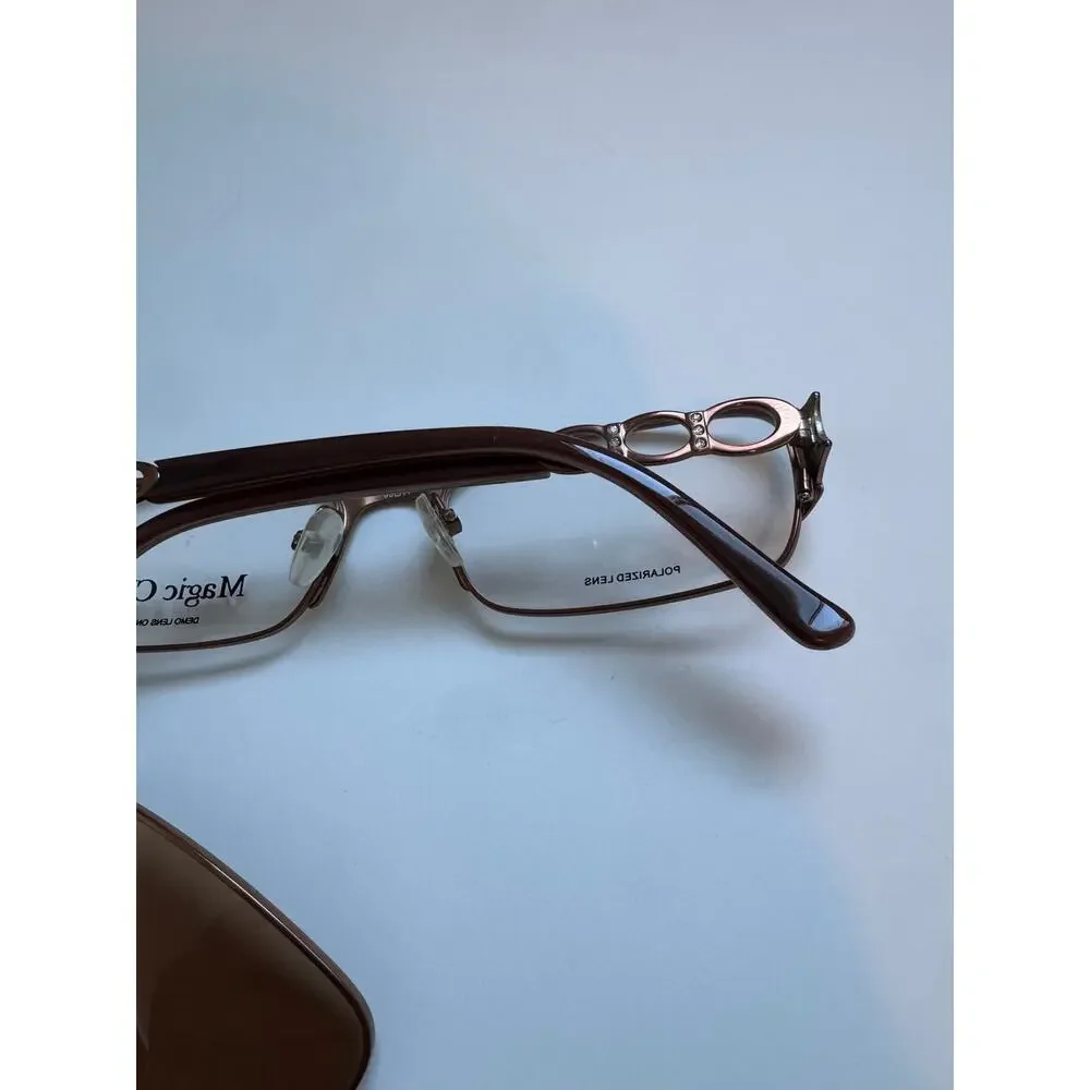 New Magic clips M384 COF square y2k brown glasses